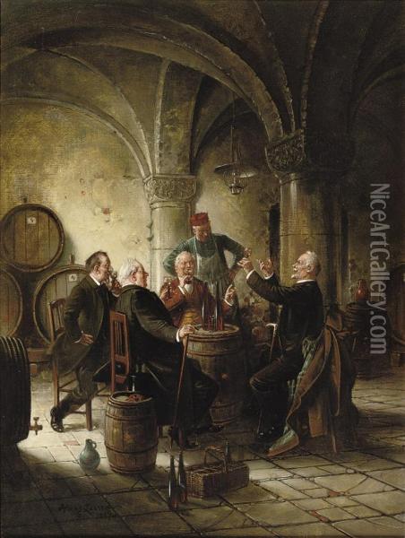 The Wine Tasting Oil Painting - Hans August Lassen