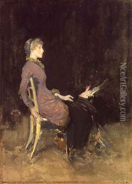 Black and Red (or Study in Black and Gold (Madge O'Donoghue)) Oil Painting - James Abbott McNeill Whistler