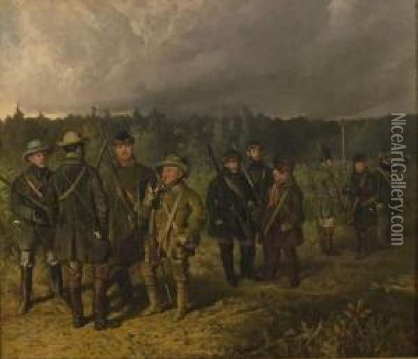 Jagdgesellschaft In Konigswartha Oil Painting - Ludwig Ferdinand Von Rayski