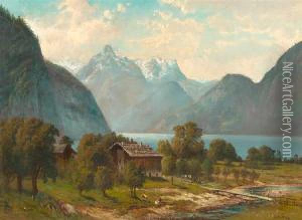 Gebirgs- Und Seelandschaft Oil Painting - Philipp Weber
