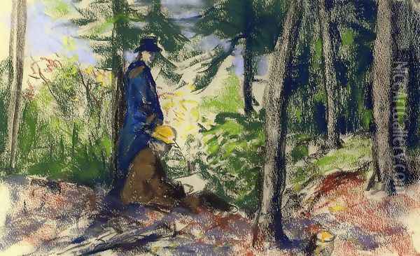 Sketchers In The Woods2 Oil Painting - Robert Henri