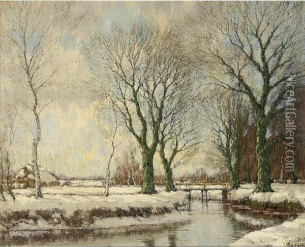 The Vordense Beek In Winter Oil Painting - Arnold Marc Gorter