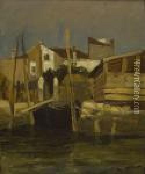 Im Hafen Von Sottomarina/chioggia. Oil Painting - Ludwig Dill