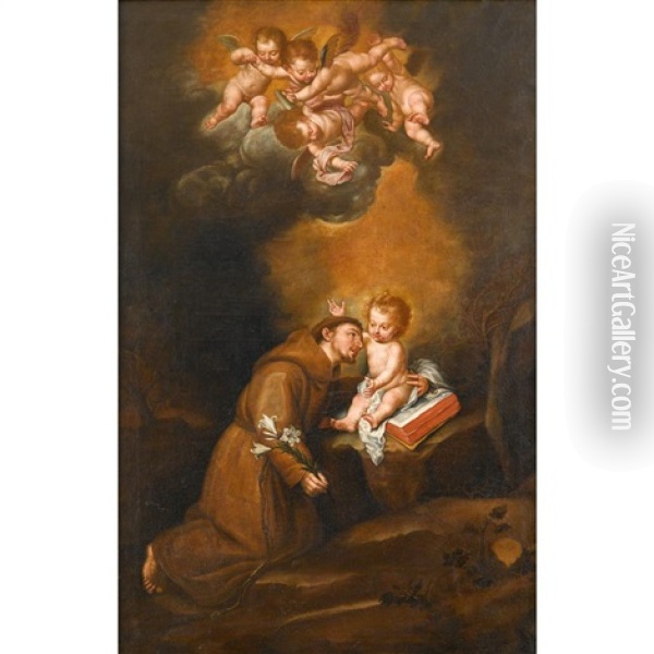 Saint Anthony Of Padua Oil Painting - Francisco Meneses Osorio