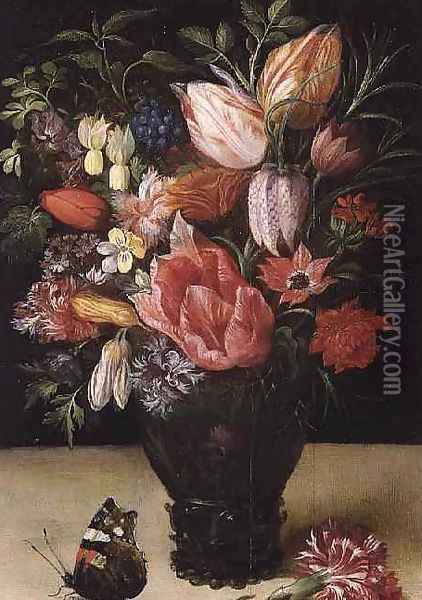 Still Life of Flowers Oil Painting - Kasper or Gaspar van den Hoecke