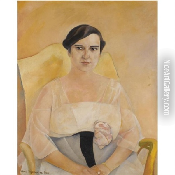 Portrait Of A Lady Oil Painting - Boris Dmitrievich Grigoriev