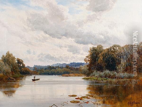 Penton Hook On The Thames Oil Painting - Alfred de Breanski