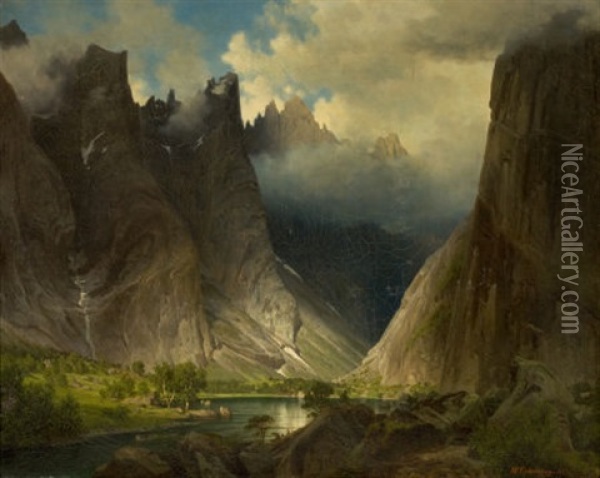 Valley Of Romsdalen Oil Painting - Johan Fredrik Eckersberg