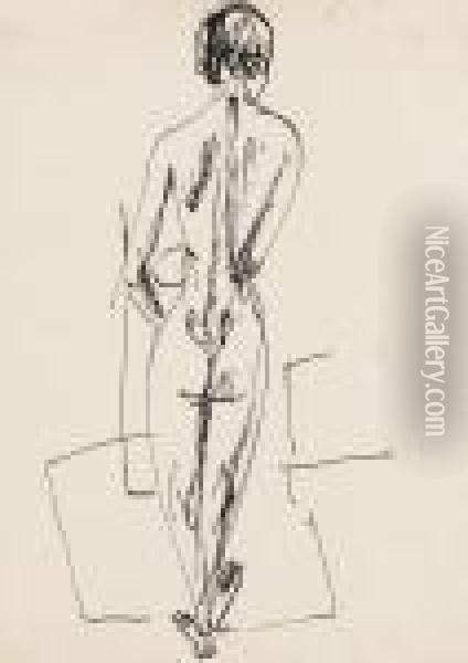 Stehender Weiblicher Ruckenakt Oil Painting - Ernst Ludwig Kirchner