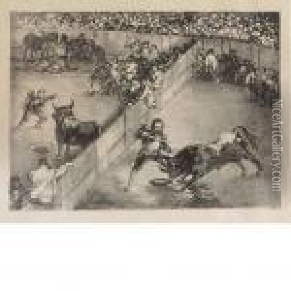 Bullfight In A Divided Ring Oil Painting - Francisco De Goya y Lucientes