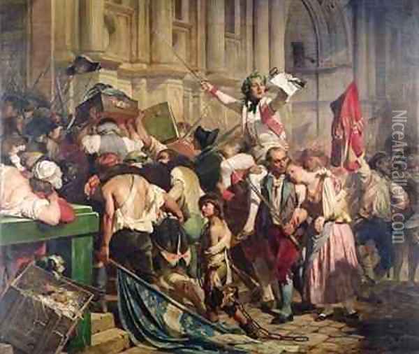 The Conquerors of the Bastille before the Hotel de Ville in 1789 Oil Painting - Hippolyte (Paul) Delaroche