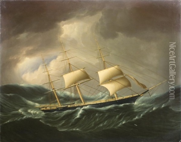 The Ship Wild Duck In Rough Seas Oil Painting - James Edward Buttersworth