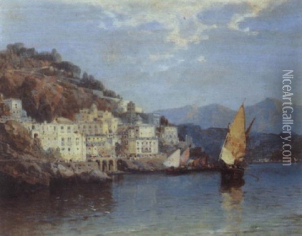 Atrani, Gulf Of Amalfi Oil Painting - Arthur Joseph Meadows