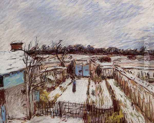 The Garden under the Snow Oil Painting - Alfred Sisley