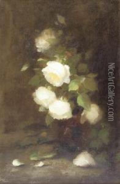 A Still Life Of Yellow Roses Oil Painting - Louise Ellen Perman