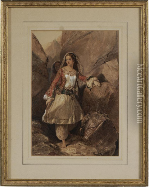 Greek Girl In Native Costume Oil Painting - Edward Henry Corbould