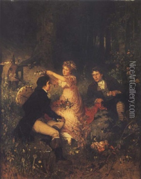 The Flower Garland Oil Painting - Woldemar Friedrich