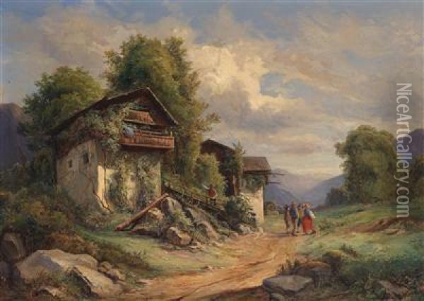 Rural Idyll Oil Painting - Josef Hoger