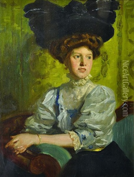 The Art Nouveau Lady Oil Painting - Jan Skramlik