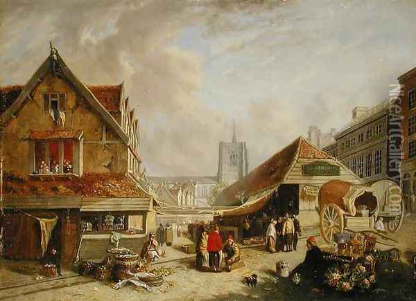 The Old Fishmarket Norwich Oil Painting - David Hodgson