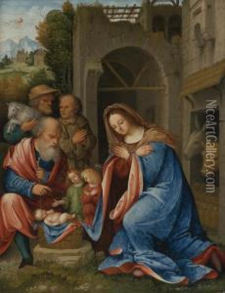 The Adoration Of The Shepherds Oil Painting - Martino Piazza Di Lodi