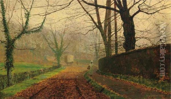 Autumn Sunshine, Stapleton Park, Pontefract Oil Painting - John Atkinson Grimshaw
