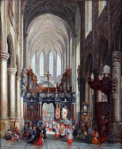 St.jacque, Antwerp, Belgium Oil Painting - Henry Schafer