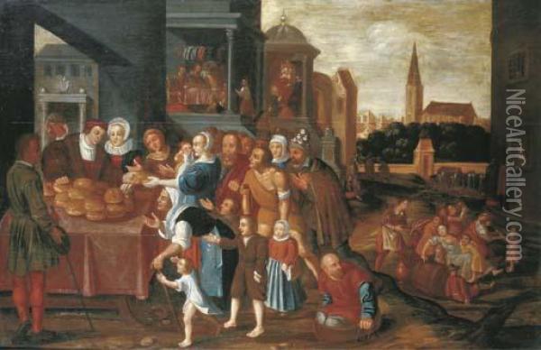 The Seven Acts Of Mercy Oil Painting - Frans II Francken
