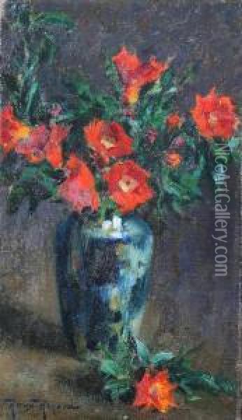 Wildflowers In Vase Oil Painting - Antonin Roux-Renard