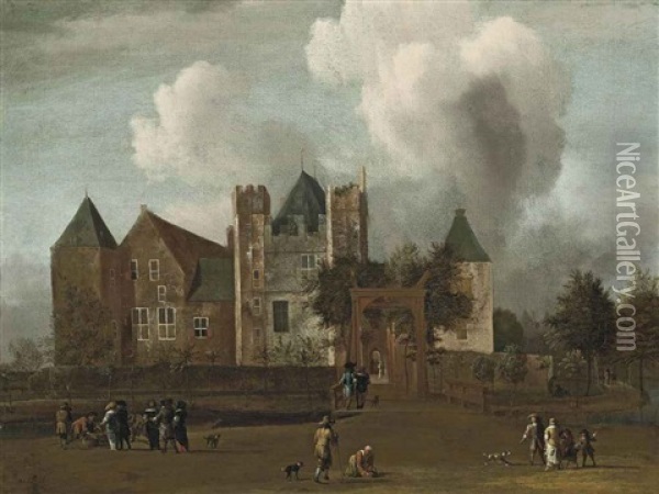 A View Of Purmerend Castle, Near Monnickendam, Waterland Oil Painting - Jan van Kessel the Younger
