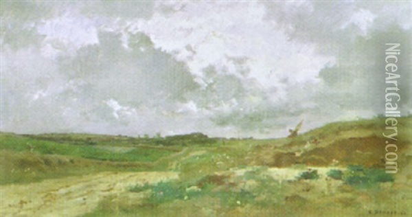 A Figure In An Open Landscape Oil Painting - Pierre Emmanuel Eugene Damoye