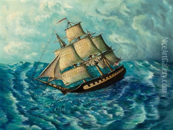 Frigate Of The Sea Oil Painting - Thomas Chambers
