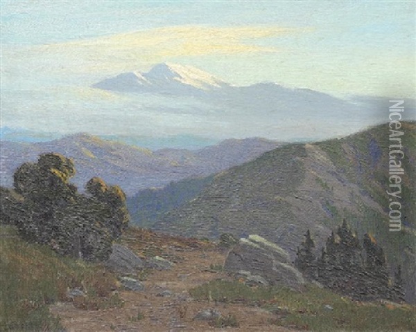 Mountain Vista Oil Painting - Elmer Wachtel