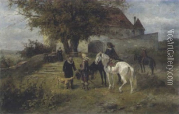 Ankunft Eines Edelherrn Oil Painting - Alfred Ritter von Malheim Friedlaender