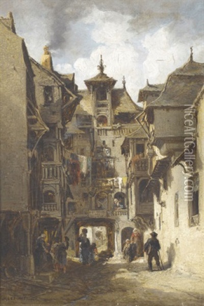 Nordfranzosische Altstadtpartie Oil Painting - Jules Achille Noel