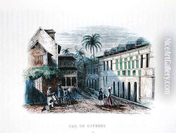 Rue de Cayenne, French Guyana, illustration from Les Francais par Eux-memes, ed. L.Curmer, 1841 Oil Painting - Maximilie Radiguet