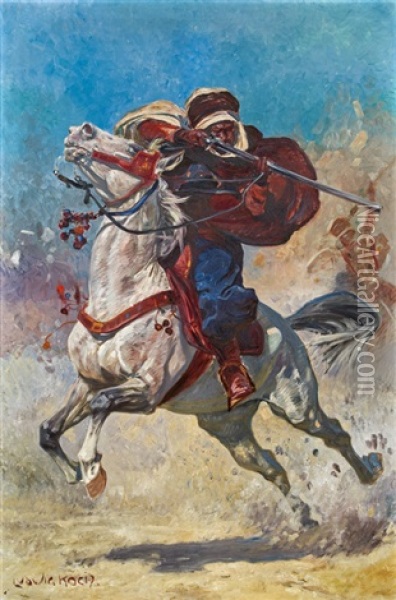 An Arab Horseman Oil Painting - Ludwig Koch