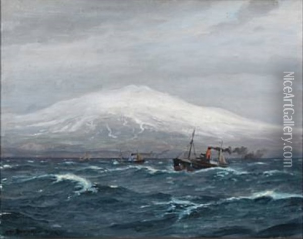 Seascape From The Island Oil Painting - Christian Benjamin Olsen