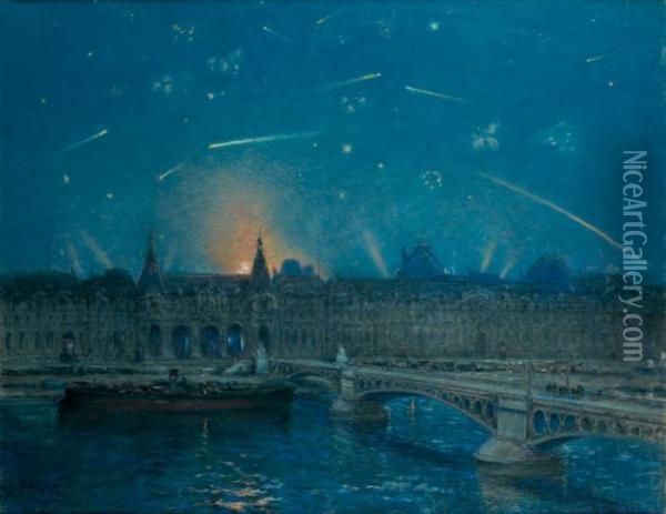 Le Louvre Et Le Quai De Seine Oil Painting - Marie Joseph Leon Clavel Iwill