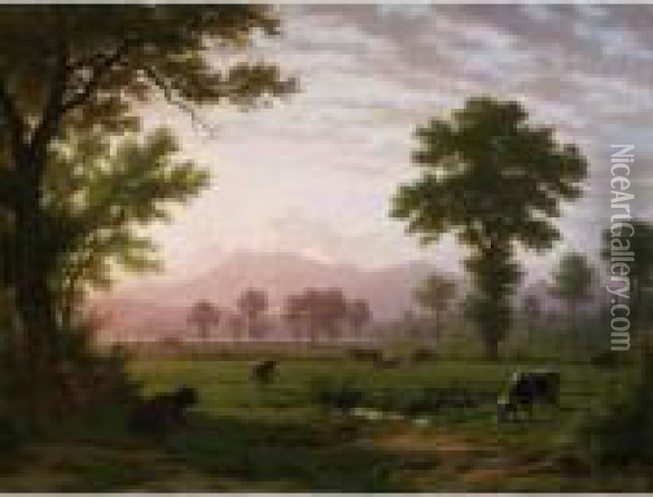 Landscape Near Lucerne With View To Mount Rigi Oil Painting - Robert Zund