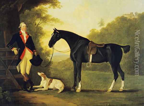 Officer of the Royal Horse Guards With His Charger and Dog, 1776 Oil Painting - John Best