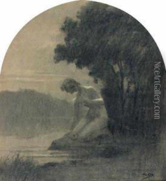 Nymphe Au Bord De L'eau Oil Painting - Alphonse Osbert
