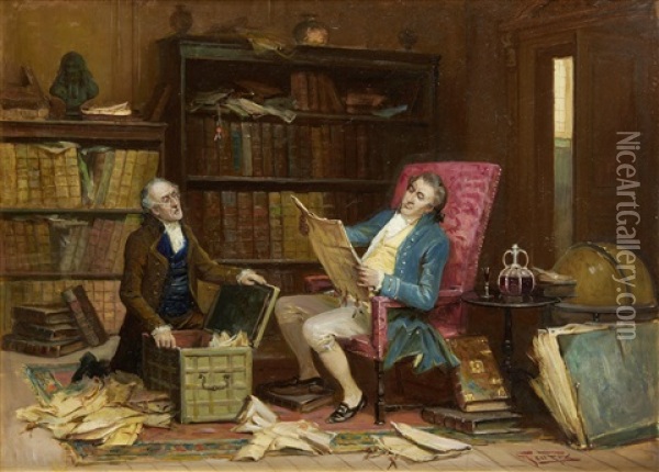 Lawyers In An Interior Oil Painting - George Fox