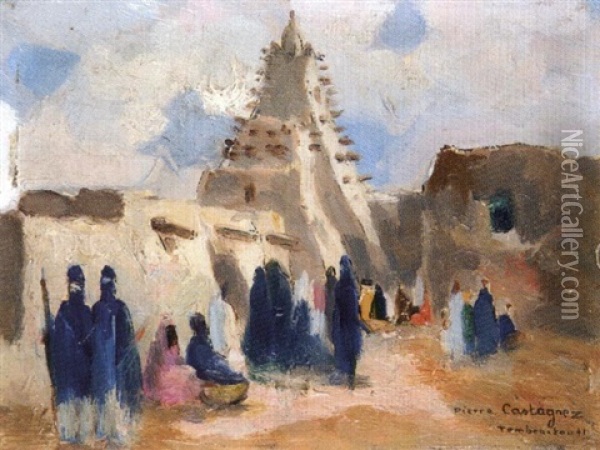 La Mosquee De Sankore A Tombouctou Oil Painting - Pierre Castagnez
