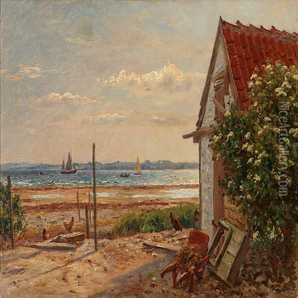 Summer Day At A Danish Coast Oil Painting - Emil Carl Lund
