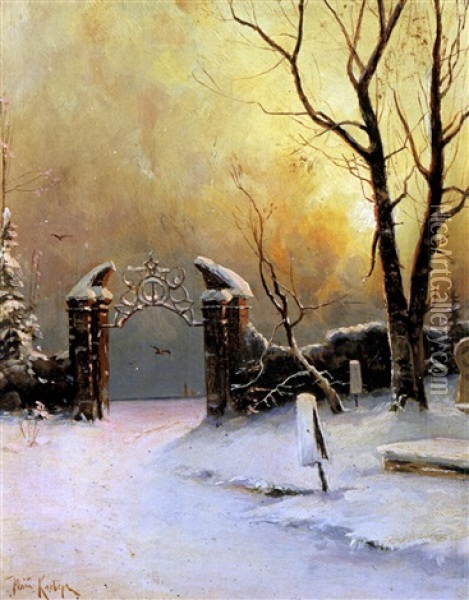Der Verlassene Friedhof Oil Painting - Yuliy Yulevich (Julius) Klever