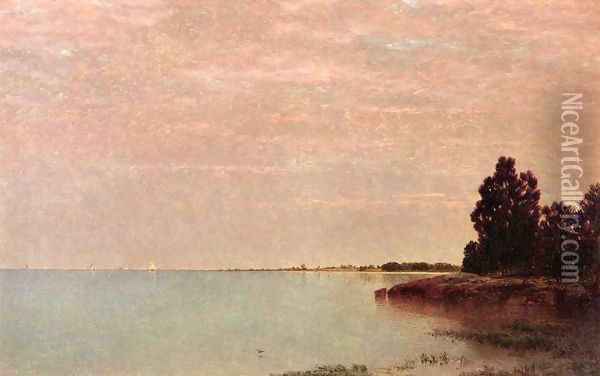 Long Neck Point from Contentment Island, Darien, Connecticut Oil Painting - John Frederick Kensett