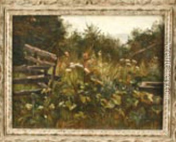 Landschaft Mit Wildwuchs Und Altem Gatter Oil Painting - Theodor Graetz