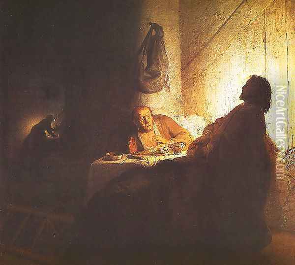 Christ at Emmaus Oil Painting - Rembrandt Van Rijn