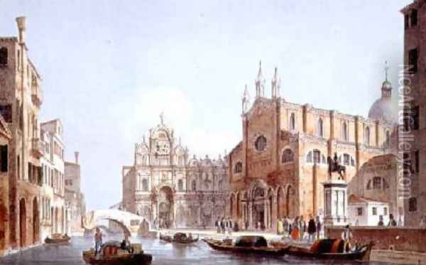 The Church of SS Giovanni and Paolo and S Marco Venice Oil Painting - Marco Moro